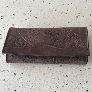 Gorgeous Embossed Brown Leather Wallet Western Cowgirl Made in Mexico NWOT